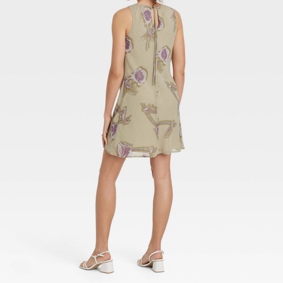 NWT Women's Mini Slip Dress - Wild Fable™ Sage Green Floral XS - Picture 2 of 4